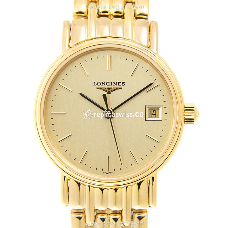 Longines Presence L4.220.2.32.8 Gold-Plated Replica, Automatic Movement & Gold Case Watch