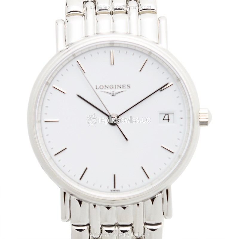 Longines Presence L4.320.4.12.6 Replica, White Dial, Stainless Steel Case & Silver Band Watch