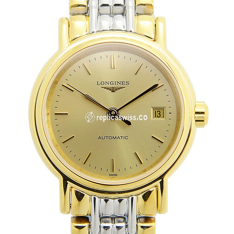 Longines Presence L4.321.2.32.7 Replica | Automatic Movement | Gold Dial & Steel Case Watch
