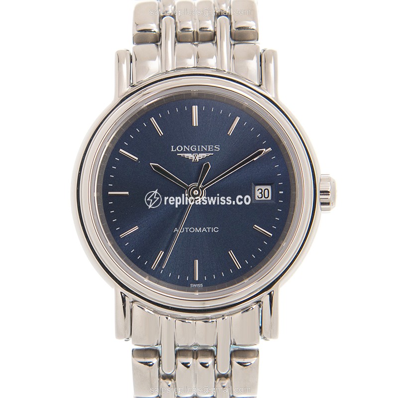 Longines Presence L4.321.4.92.6 Replica, Automatic Movement, Blue Dial & Silver Steel Strap Watch
