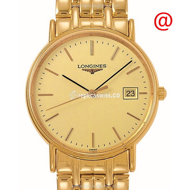 Longines Presence L4.720.2.32.8 Replica in Polished Gold, features Automatic Movement Crystal