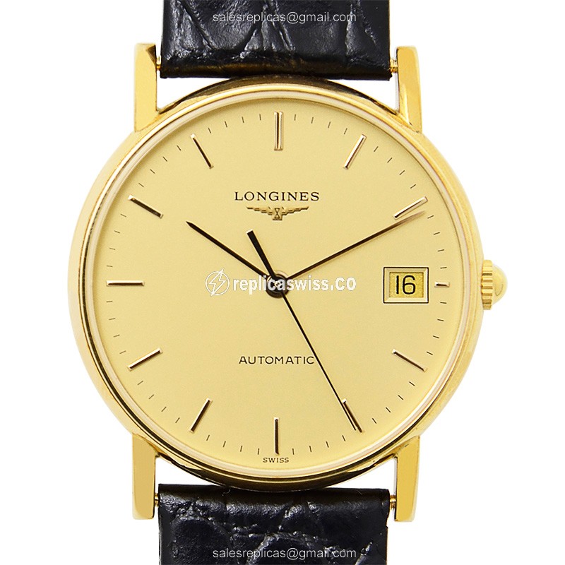 Longines Presence L4.744.6.32.2 Replica | Automatic Movement | 18kt Gold Case & Gold Dial Watch