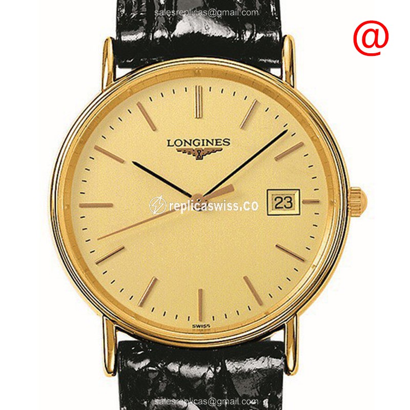 Longines Presence L4.819.2.32.2 Replica | Automatic Movement | PVD Gold Case, Leather Strap Watch