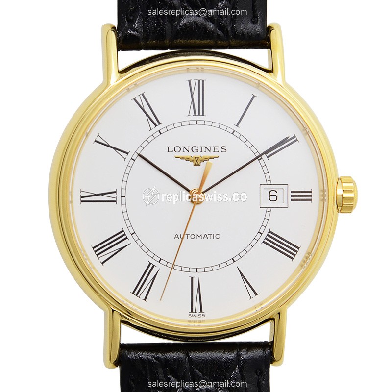 Longines Presence L4.921.2.11.2 Replica, Automatic Movement, White Dial, Gold PVD Case Watch