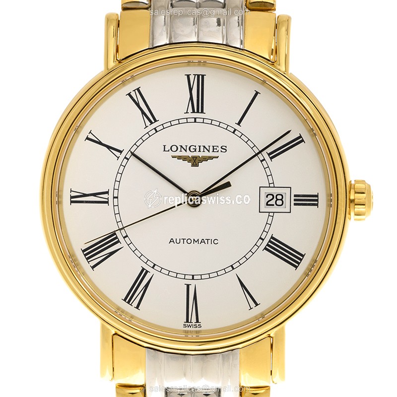 Longines Presence L4.922.2.11.7 Replica: White Dial, Gold Automatic Movement, Gold Case Watch