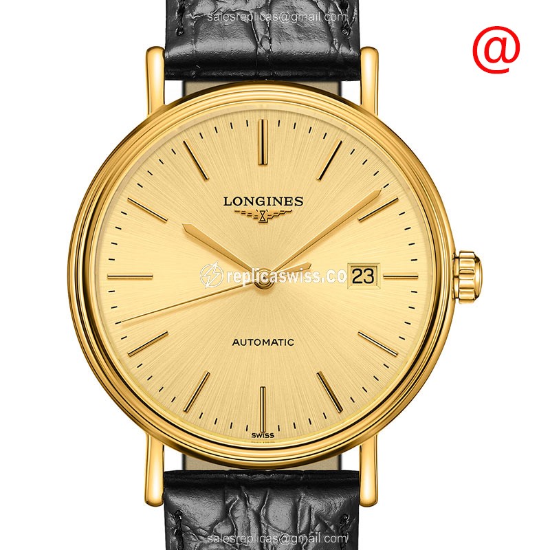 Longines Presence L4.922.2.32.2 Replica in Gold with Automatic Movement Genuine Leather Strap