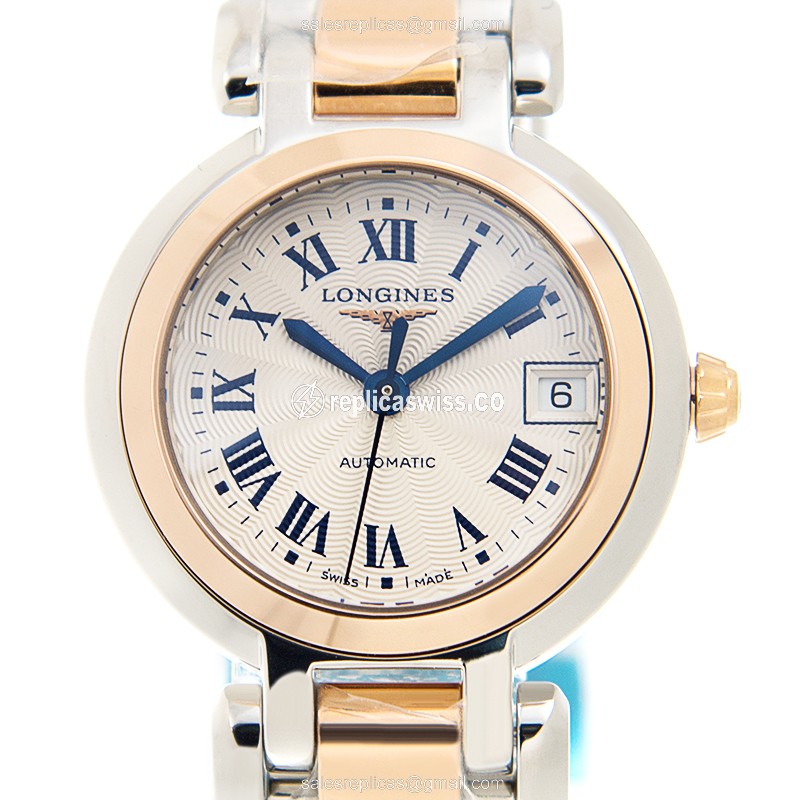 Longines Prima Luna Automatic, 18kt Steel Case & Silver Dial, Gold Strap Watch