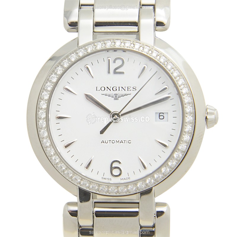 Longines Prima Luna Replica, Automatic Movement, White Dial, Stainless Steel Case Watch