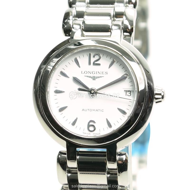 Longines Prima Luna Replica in Stainless Steel, Automatic Movement, White Dial Watch