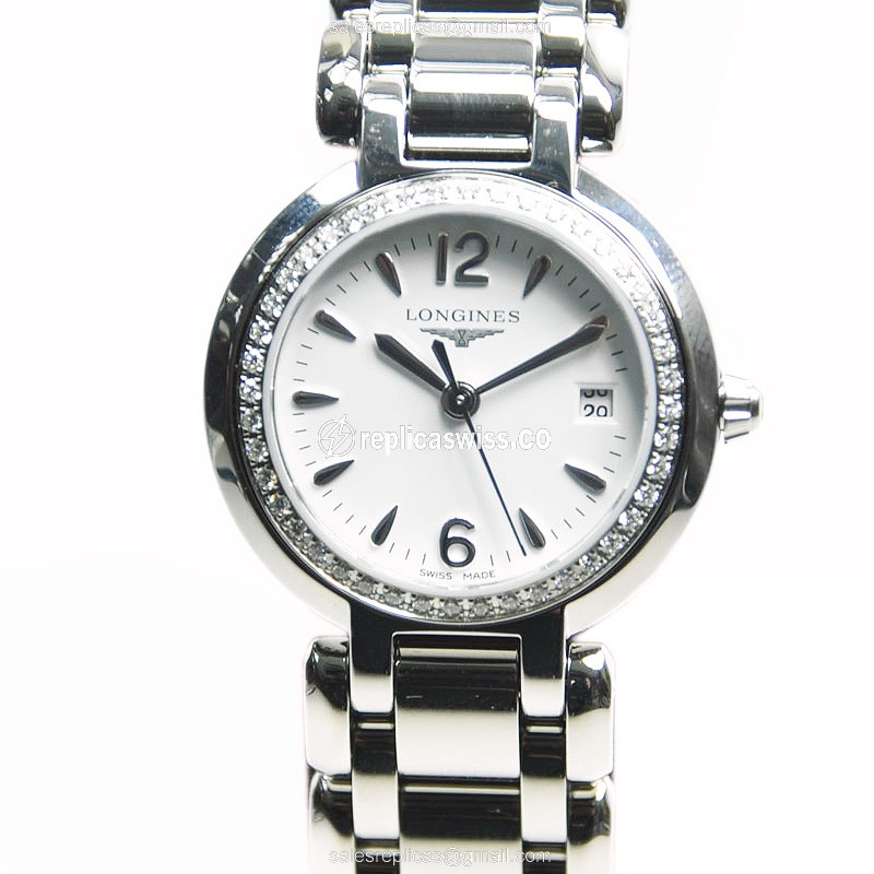 Longines Prima Luna Replica in Stainless Steel Case & White Dial, Quartz Movement Watch