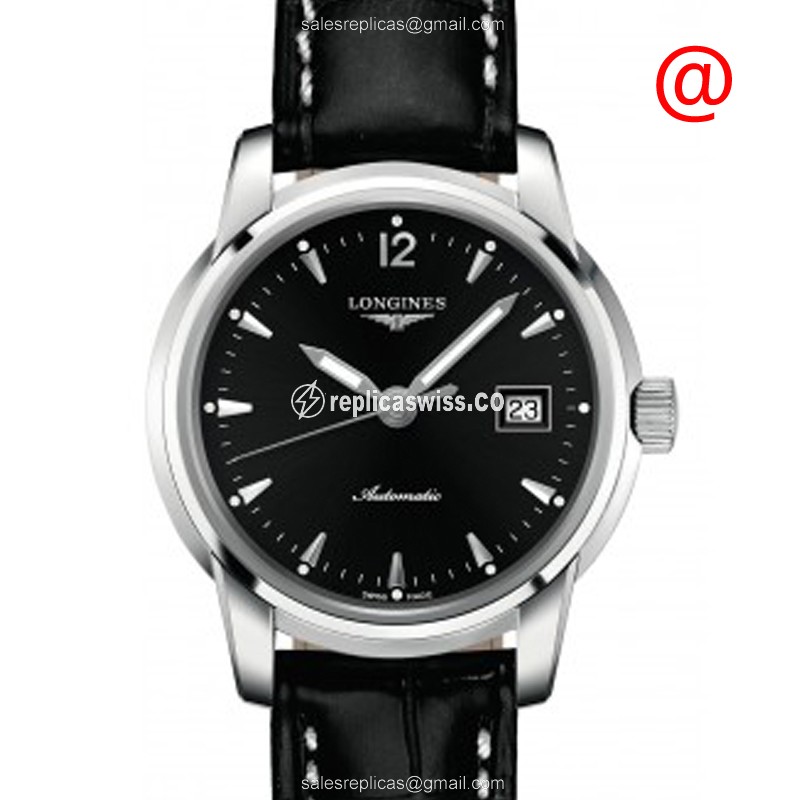 Longines SAINT IMIER Automatic Replica, Black Dial, Stainless Steel Case, Alligator Strap Watch