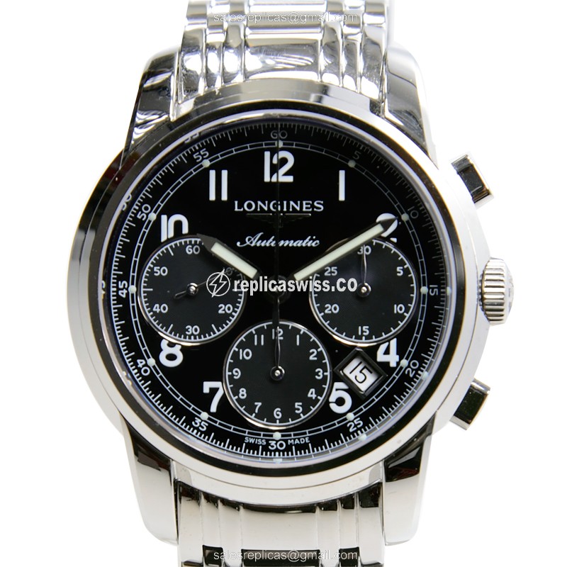 Longines Saint Imier Replica in Stainless Steel, Automatic Movement & Black Dial Watch