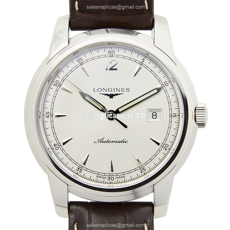 Longines SAINT IMIER Replica Watch | Automatic Movement, Silver Dial, Brown Alligator Strap