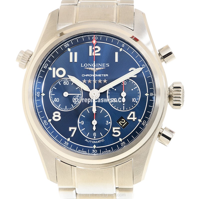 Longines Spirit L3.820.4.93.6: Automatic Blue Dial Steel Case Silver Clasp & Steel Band Watch