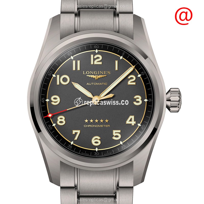 Longines Spirit Titanium Replica Watch | Automatic Movement, Gray Dial, Silver Titanium Strap