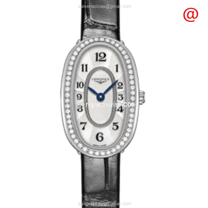 Longines SYMPHONETTE Replica Watch, Silver Dial, Alligator strap - Crystal Case