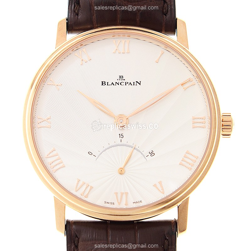Lumineux Blancpain Villeret 6653-3642-55A Replica with White Dial & 18kt Gold Case Watch