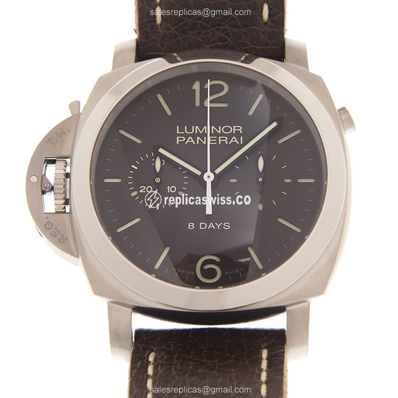 Luminor Panerai PAM00345 Manual Wind Steel Case with Brown Dial & Cowhide Strap Watch