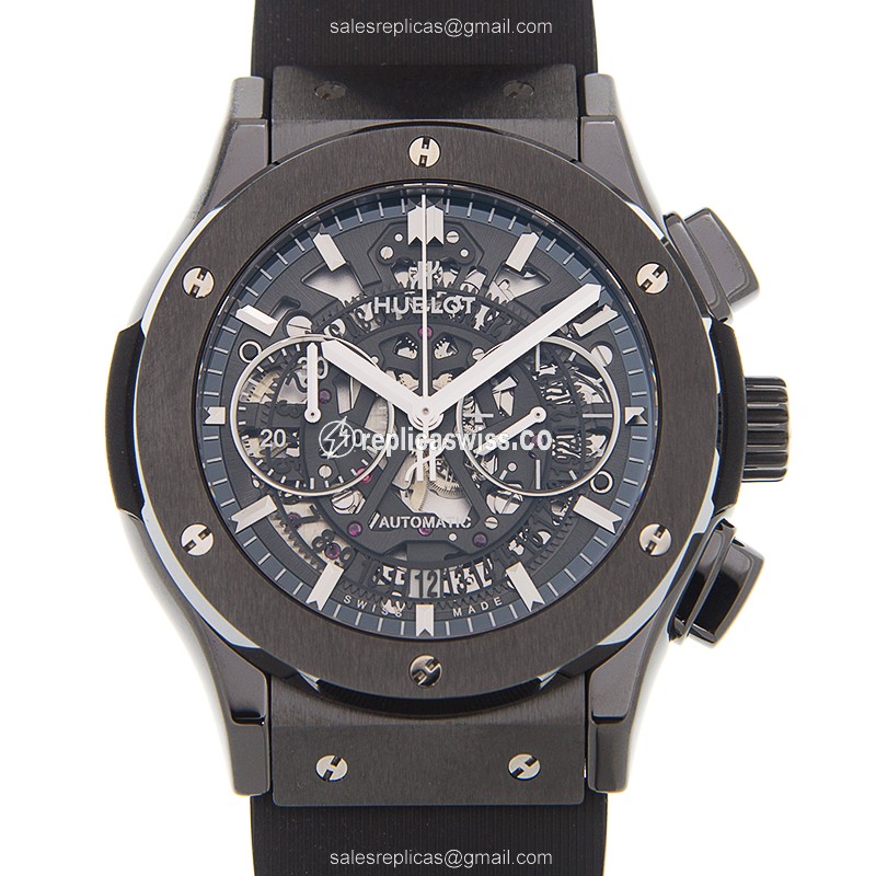 Luminous Black Dial Hublot Classic Fusion Replica Watch | Automatic Movement, Steel Case & Rubber