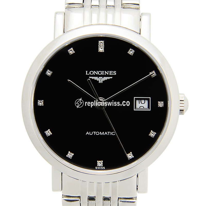 Luminous Black Dial Longines L4.310.4.57.6 Replica, Automatic Steel Case & Silver Mesh Strap Watch