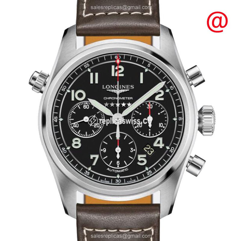 Luminous Black Dial Longines Spirit Replica, Automatic Movement in Polished Steel Watch