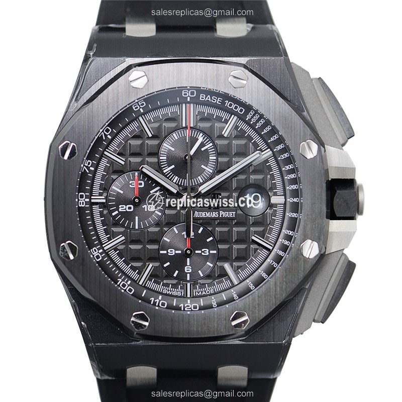 Luminous Black Dial Royal Oak Offshore Replica, Automatic Ceramic Case & Rubber Strap Watch