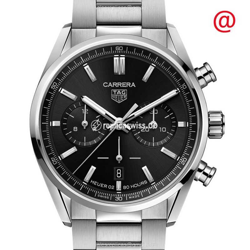 Luminous Black Dial Tag Heuer Carrera Automatic Replica, Exquisite Steel Case & Silver Band Watch