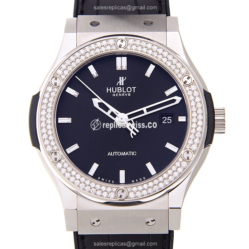 Luminous Black Hublot Classic Fusion Replica, Automatic Movement & Exquisite Titanium Case Watch