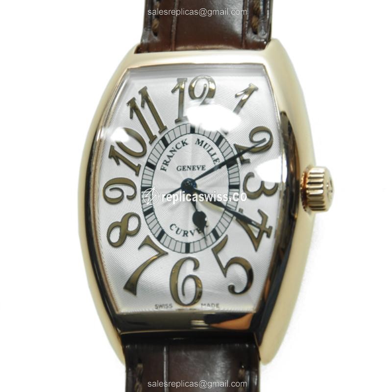 Luminous Franck Muller 5850 SC CINTREE CURVEX in 18kt Rose Gold — Automatic, Silver Dial &
