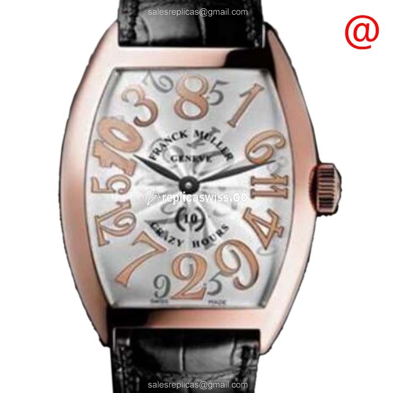 Luminous Franck Muller 7851 Cintree Curvex Automatic 18kt Rose Gold Replica with Silver Dial and