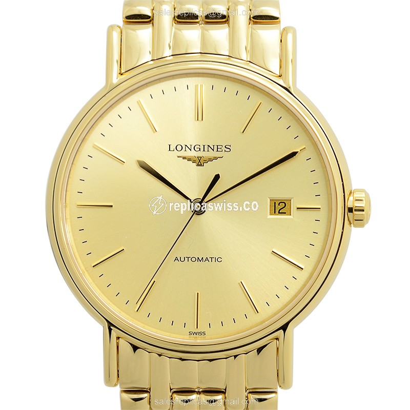 Luminous Gold Longines L4.921.2.32.8 Replica Watch | Automatic Movement | Polished Gold Case