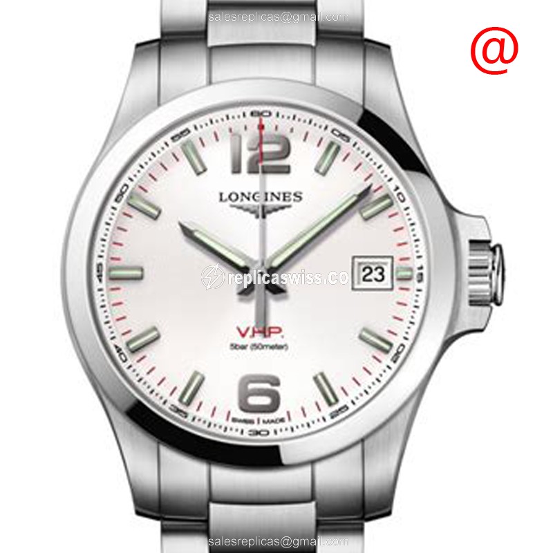 Luminous Silver Dial Longines Conquest Replica, Swiss Quartz, Polished Steel Case Watch