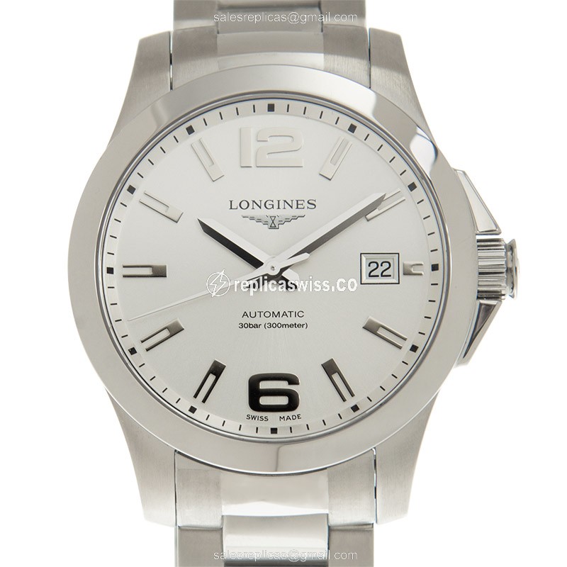 Luminous Silver Dial Longines Conquest Replica Watch | Automatic Movement | Stainless Steel Case