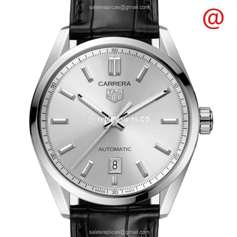 Luminous Silver Dial Tag Heuer Carrera Replica, Automatic Movement, Polished Steel Case Watch