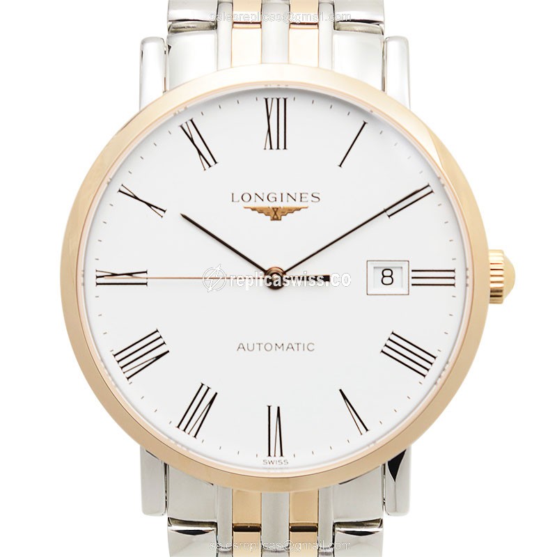 Luminous White Dial Longines L4.910.5.11.7 Automatic Watch in 18kt Steel & Silver Clasp