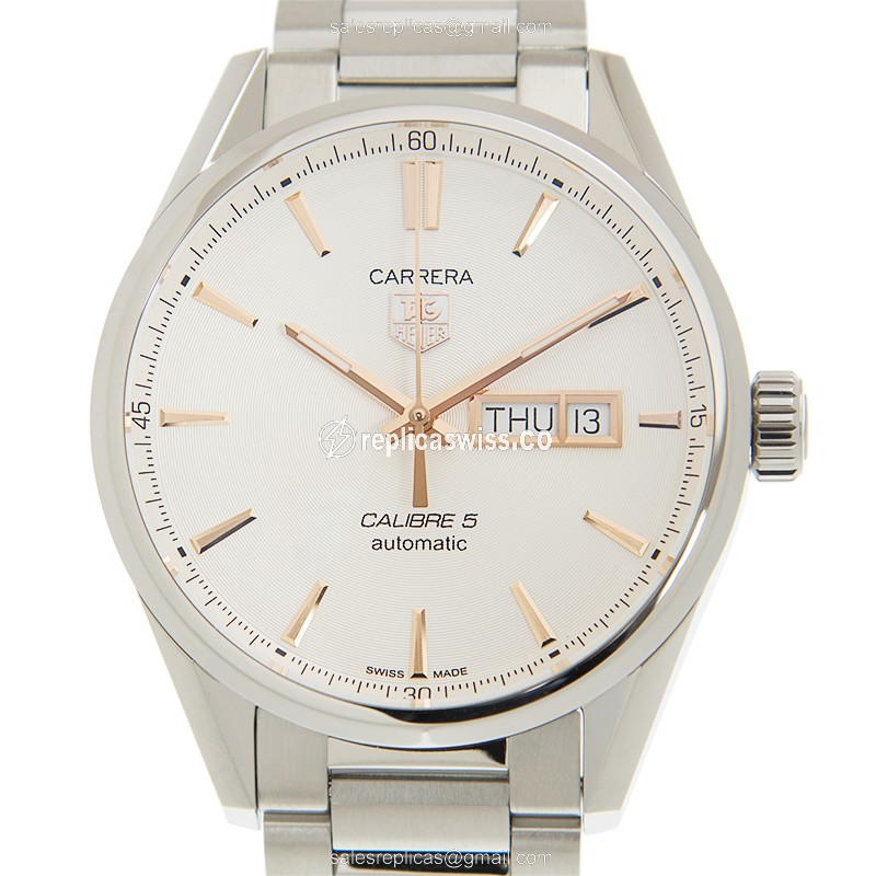 Luminous White Dial Tag Heuer Carrera Replica Automatic Watch | Steel Case, Silver Band
