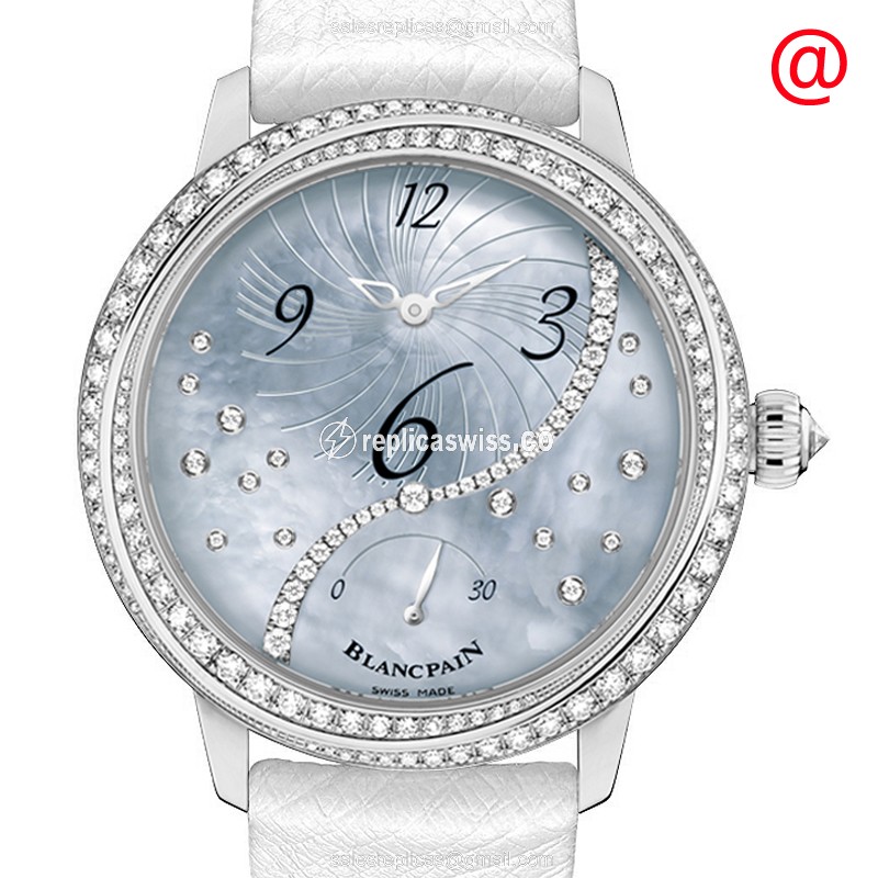 Luminous White Gold Blancpain 3650A-3554L-58B Replica, Automatic, Diamond Bezel | Genuine Crystal