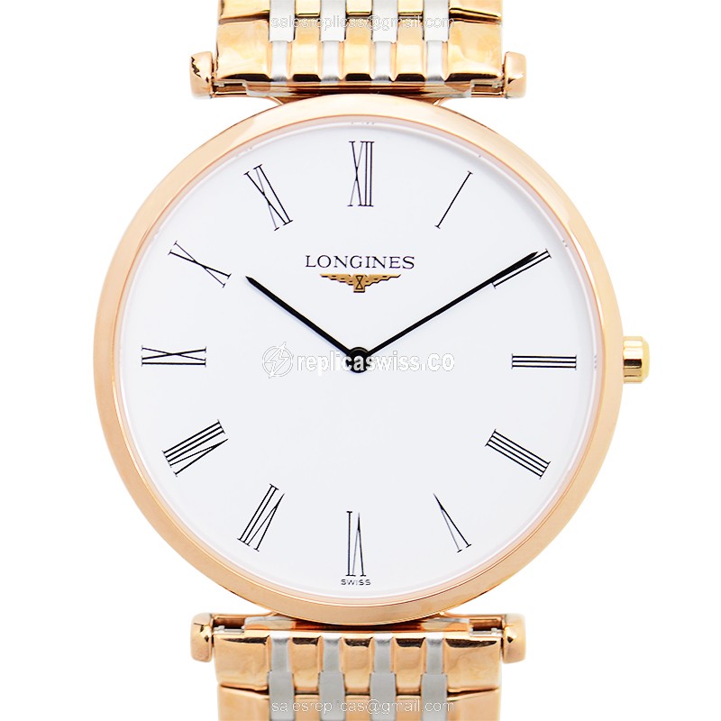 Lustrous Gold Longines LA GRANDE Quartz Replica | Elegant White Dial & Resistant Sapphire Crystal