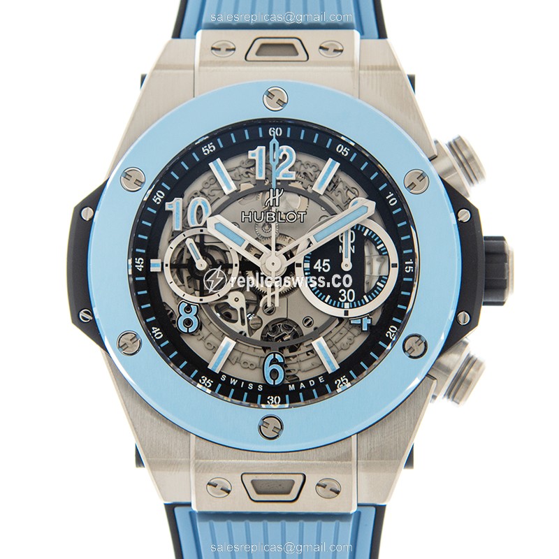Lustrous Hublot BIG BANG Automatic Titanum Case | Sleek Blue Rubber Strap | Sapphire Crystal Watch