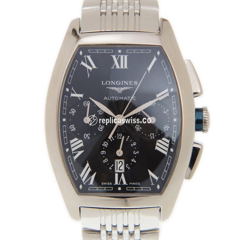 Lustrous Longines EVIDENZA Replica, Black Dial & Steel Case | Automatic Movement Watch