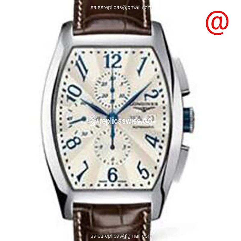 Lustrous Longines L2.701.4.78.4 EVIDENZA Automatic Steel Watch in White Dial & Genuine Alligator