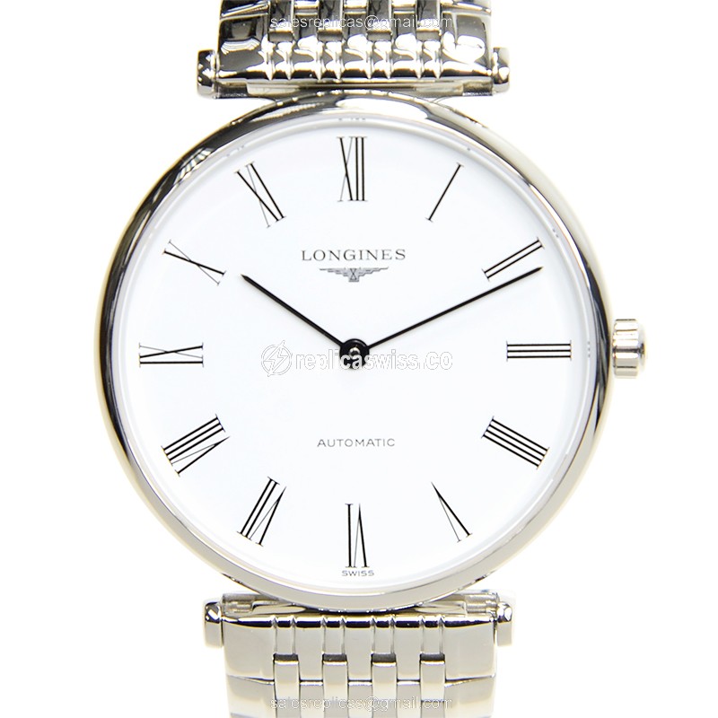 Lustrous Longines L4.708.4.11.6 Replica with White Dial Steel Case, Automatic Precision Watch