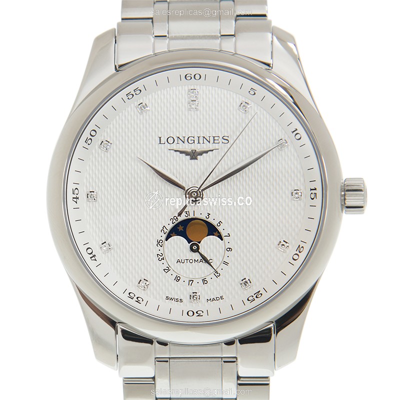 Lustrous Longines Master L2.909.4.77.6 Automatic White Dial on Steel Chain Watch