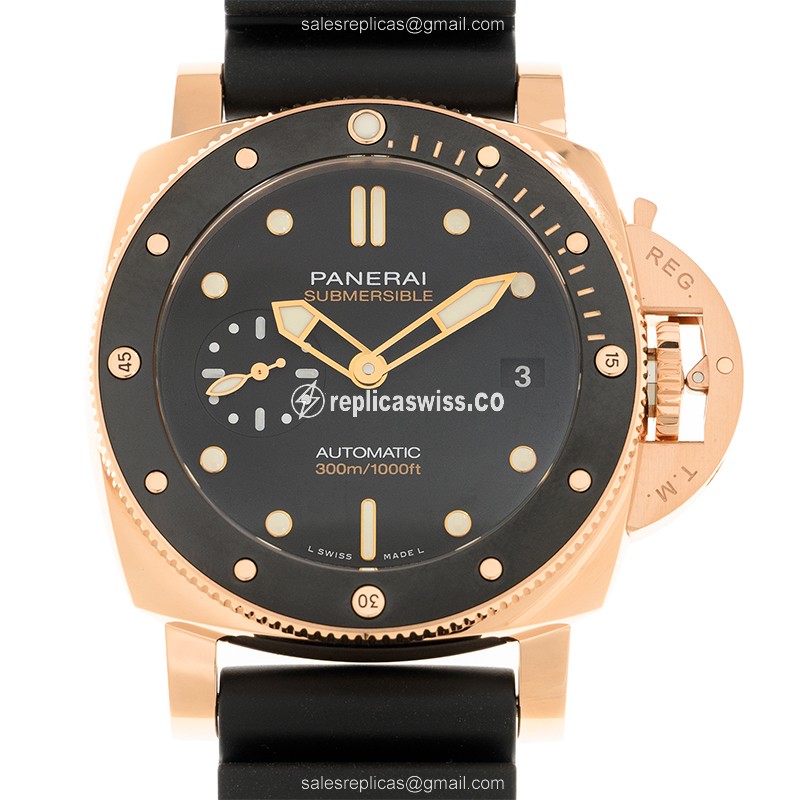 Lustrous Panerai PAM01164 Dive Replica in Black with Automatic Movement & Robust Ceramic Case Watch