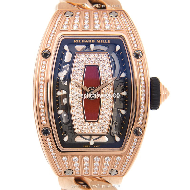 Lustrous Richard Mille RM07-01RG Rose Gold Replica, Automatic Movement & 18kt Diamond Accents Watch