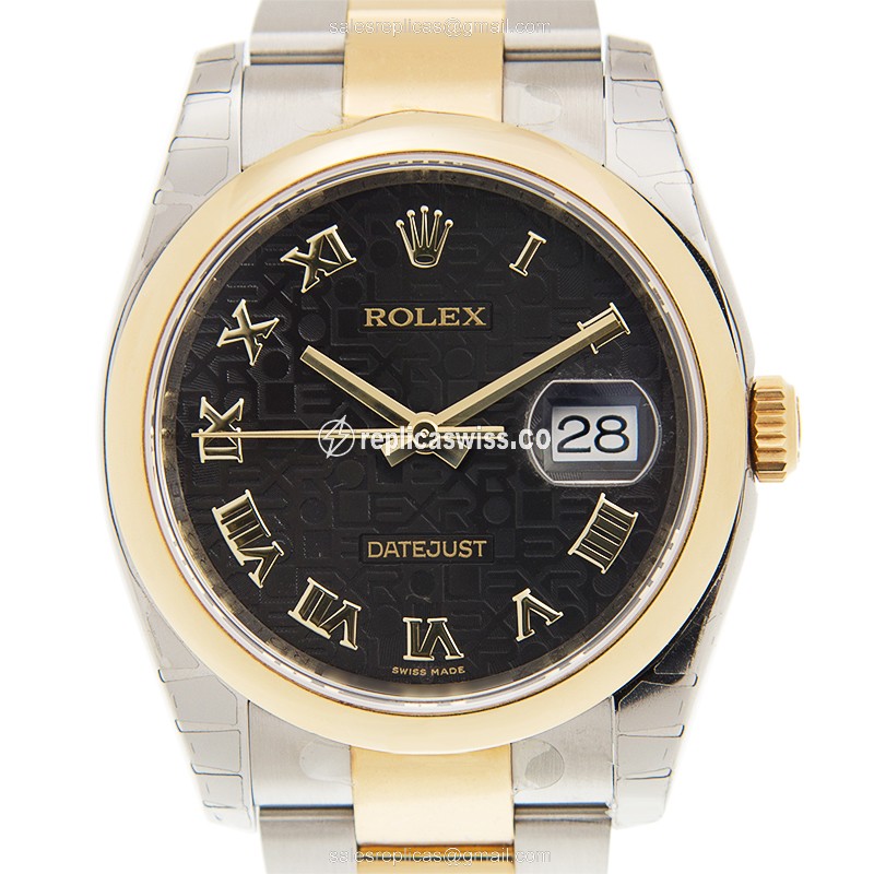 Lustrous Rolex Datejust 116203 Replica in Black Dial & Gold Clasp, Automatic Movement Watch