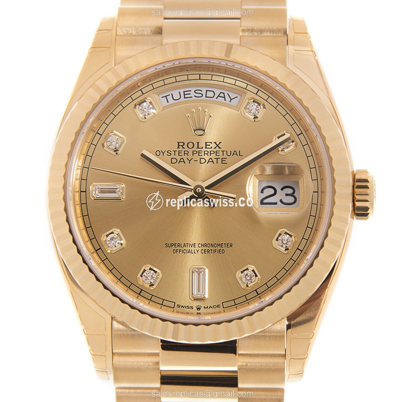 Luxe 128238-0008 Rolex DAY-DATE Automatic Gold Watch, 18kt Gold Case & Dial