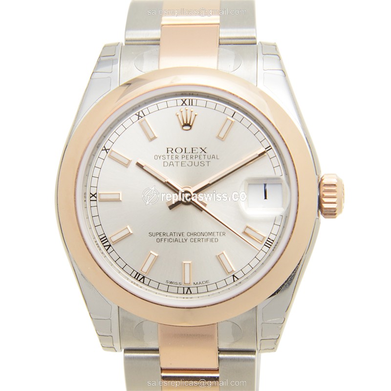 Luxe 18kt Rose Gold & Steel Rolex DATEJUST Replica | Automatic | Silver Dial Watch