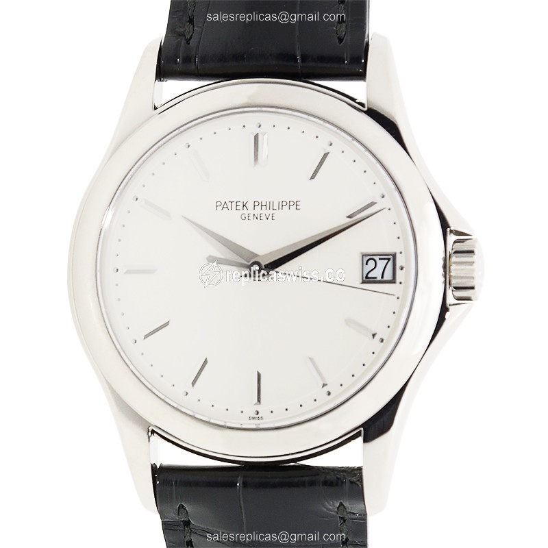 Luxe Patek Philippe 5127G-001 CALATRAVA, White Gold Case, Automatic Movement, Alligator strap Watch