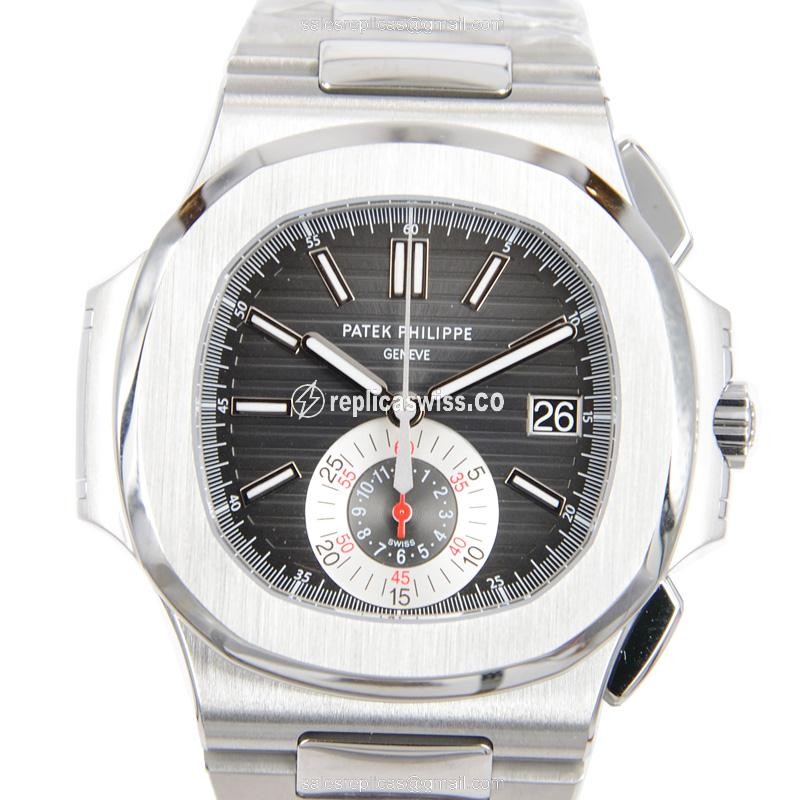 Luxe Patek Philippe 5980/1A-014 NAUTILUS Replica with Black Dial & Stainless Steel Case Watch